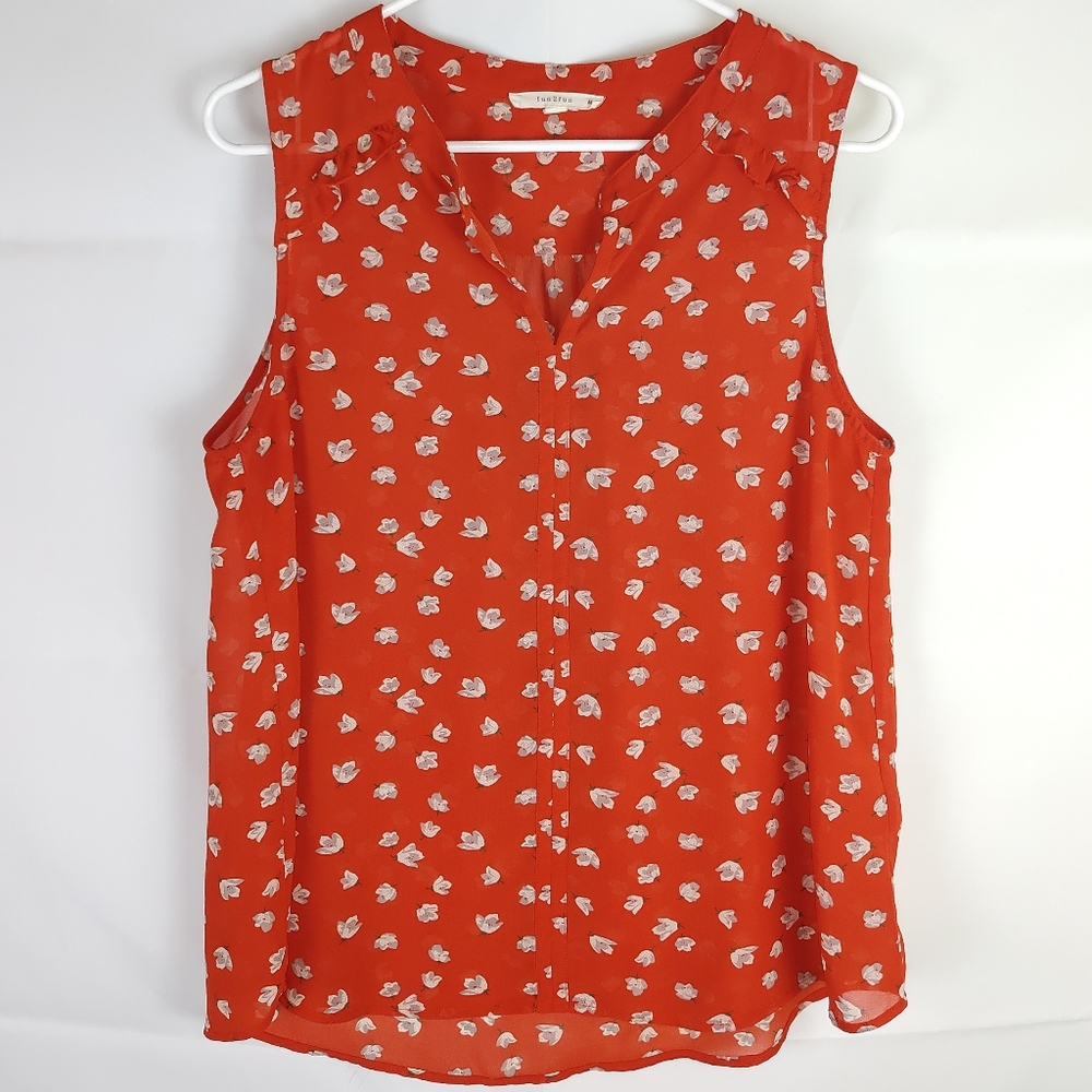 Fun 2 Fun Floral Sleeveless Blouse Top Womens M Casual Boho Indie Grandma Core